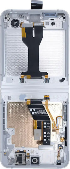 Innen-OLED-Baugruppe mit Rahmen Samsung Galaxy Z Flip 7 Fe 5G Service Pack Weiß