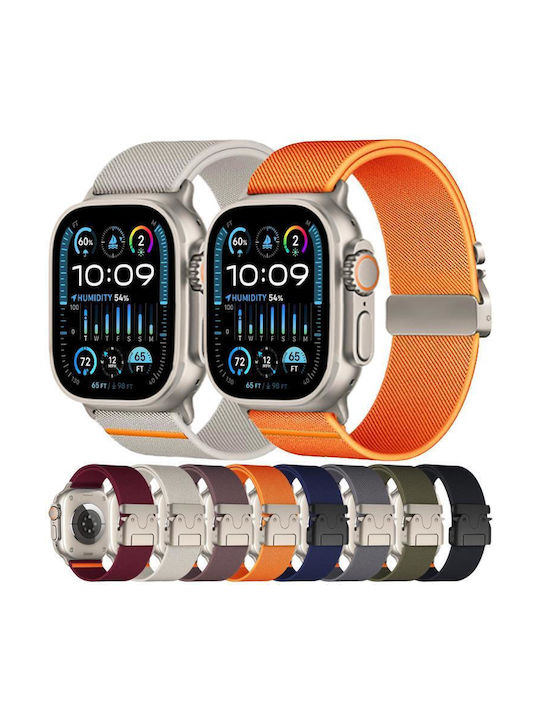 Apple Watch 42 44 45 46 49 mm Xdfind Парашутна Каишка Еластичен Нейлон Тъмно Сив