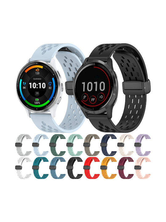 Каишка Garmin Forerunner 255 265 Vivoactive 4/venu 2 22mm Силиконова Магнитна Закопчалка Бяла