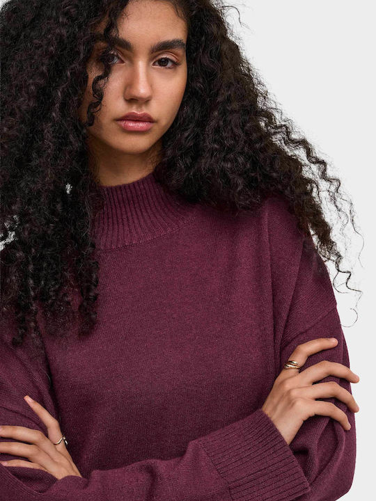 Only Mary Damen Langarmbluse mit Rollkragen Bordeaux