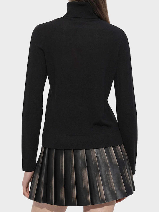 Damen Pullover Wolle Rollkragenpullover Schwarz