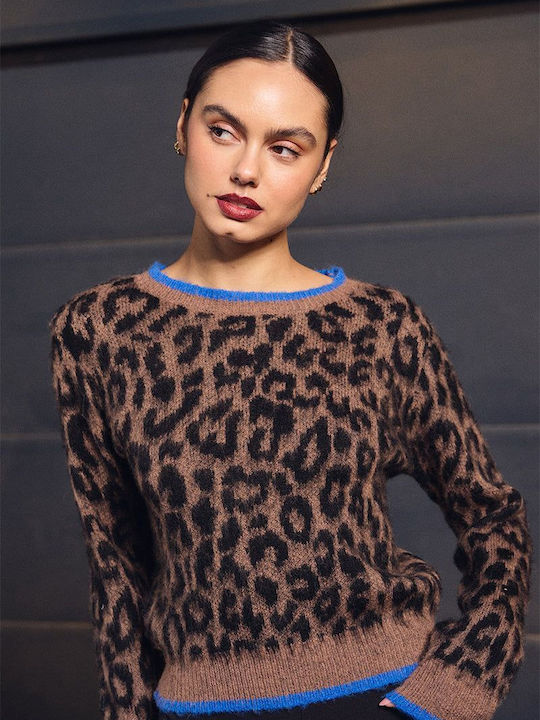Women's Sweater Animal Print Brown