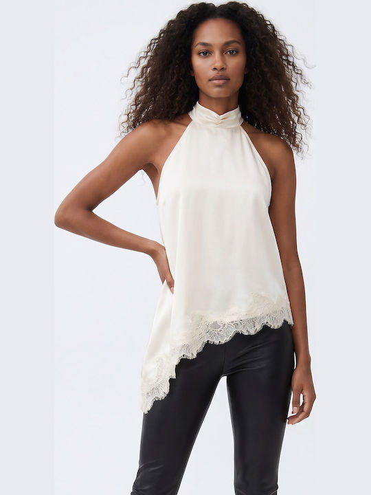Denise Damen Bluse Ärmellos Mit Bindung Am Ausschnitt Pumice Stone