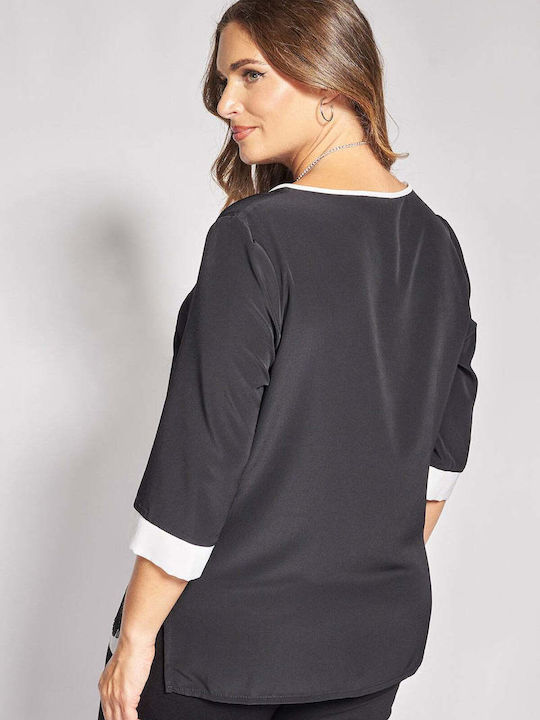 Bluza Damă Cu Mânecă 3/4 Neagră