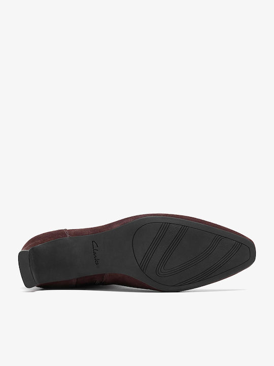 Damen Stiefeletten aus Wildleder mit mittelhohem braunem Absatz