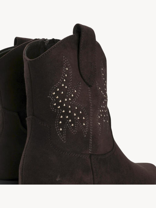 Ghete Dama Cowboy De Catifea Maro Cu Trousers