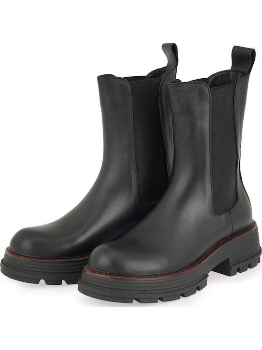 Ghete Dama De Piele Cu Toc Mediu Negre