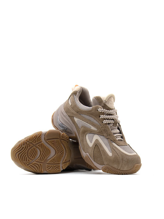 Combo C Women's Chunky Sneakers Ecru Beige Purple