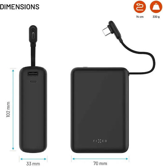 Fixed Zen 20 Loop Външна батерия 20000mAh 40W с USB-A порт и USB-C порт Power Delivery Черен