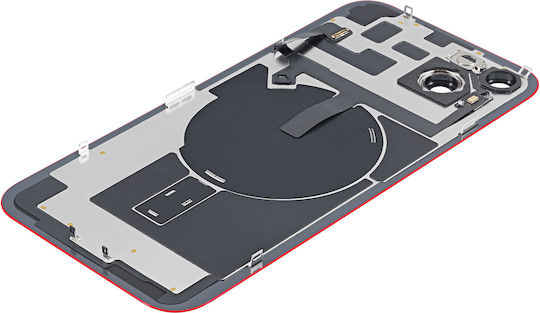 Back Glass W Magsafe Magnet & Nfc & Flashlight Flex Iphone 14 Plus Aftermarket No Logo Red