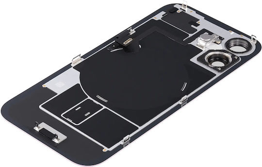 Задно Стъкло С Магнит Magsafe И NFC И Фенерче Гъвкаво За iPhone 16 Plus Оригинално OEM Розово