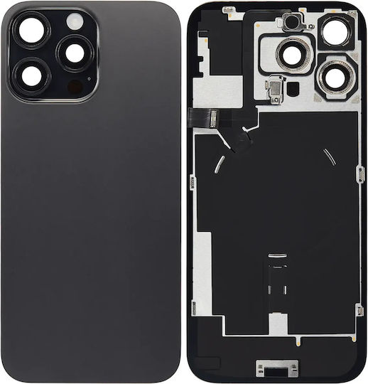 Back Glass W Magsafe Magnet & Nfc & Flashlight Flex Iphone 16 Pro Max No Logo Aftermarket Black Titanium