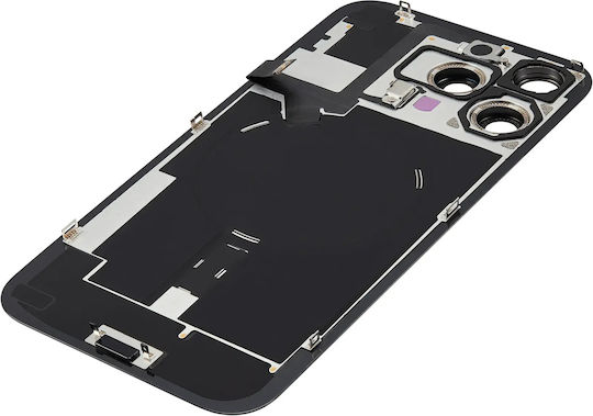 Back Glass W Magsafe Magnet & Nfc & Flashlight Flex Iphone 16 Pro Max No Logo Aftermarket Black Titanium