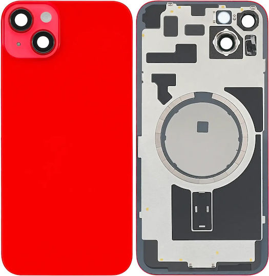 Sticlă Spate Cu Magnet Magsafe Pentru iPhone 14 Plus Aftermarket Roșie Fără Logo
