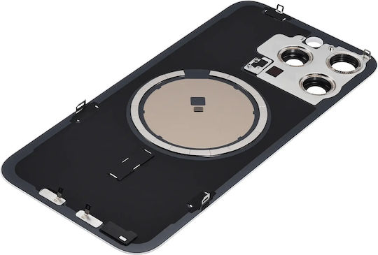 Rückglas W Magsafe Magnet iPhone 15 Pro Max Kein Logo Aftermarket Weiß Titanium