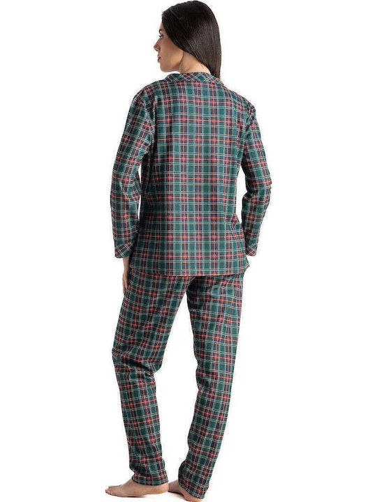 Relax Anatomic Set Pijamale Dama Din Bumbac Roșii De Iarnă
