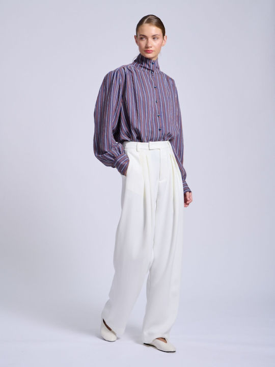 Damen Hochbund Pantaloons in Breit Bein Stil Off White