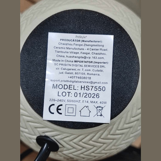 Lămpi de masă din Material Textil pentru Bază de Bec E14 cu Culoare Gri și Bază