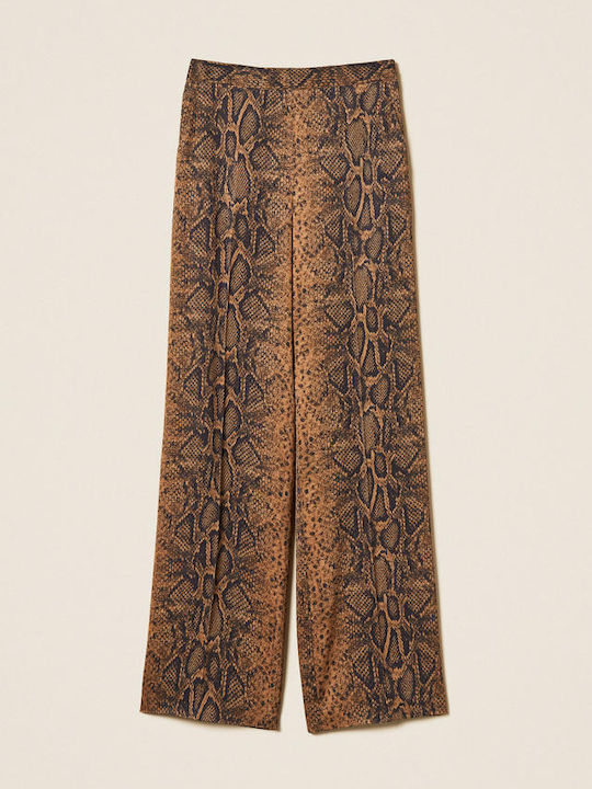 Damen Krepp Hose Braun