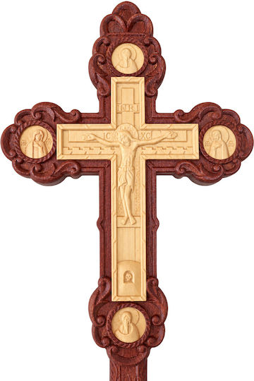 Wooden Orthodox Blessing Cross Double-Sided 26cm