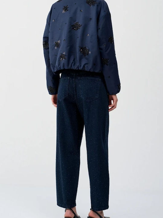 Damen Bomber Jacke Dunkelblau