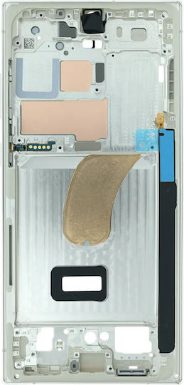 Carcasă De Mijloc Compatibilă Samsung Galaxy S23 Ultra S918 Pachet De Service Crem
