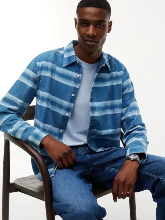 Long Sleeve Corduroy Shirt in Regular Fit, Checked Westside Blue Check