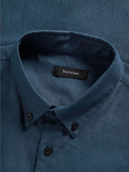 Langärmeliges Herrenhemd Blau