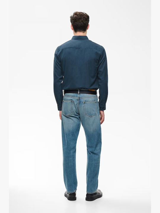 Langärmeliges Herrenhemd Blau