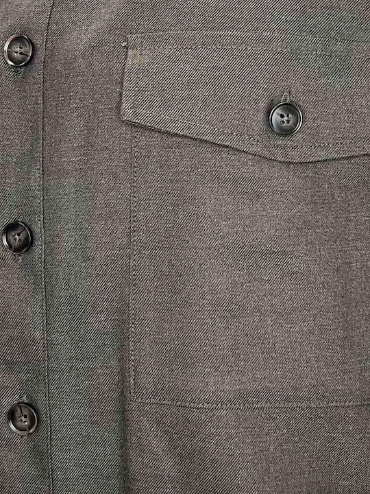 Langärmeliges Overshirt in normaler Passform Brown