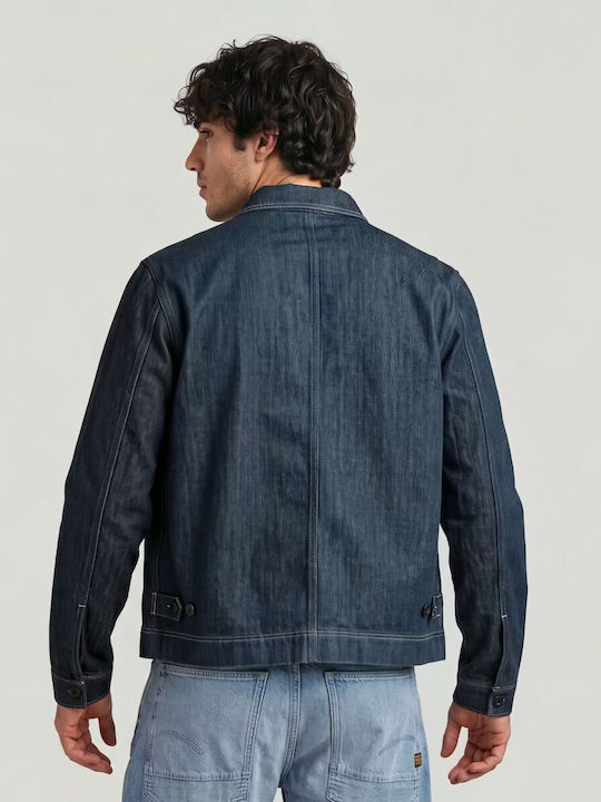 G-Star Raw Boxy Clean Long Sleeve Denim Overshirt in Regular Fit Camo Blue