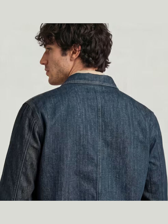 Boxy Clean Overshirt Din Denim cu Mâneci Lungi, Regular Fit, Camo Albastru