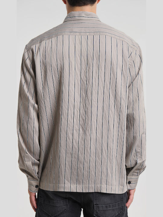 Long Sleeve Striped Beige Shirt