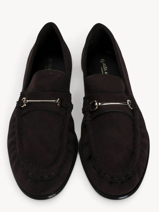 Damen Mokassins Braun Loafers Kastrori Mit Metallischem Dekor