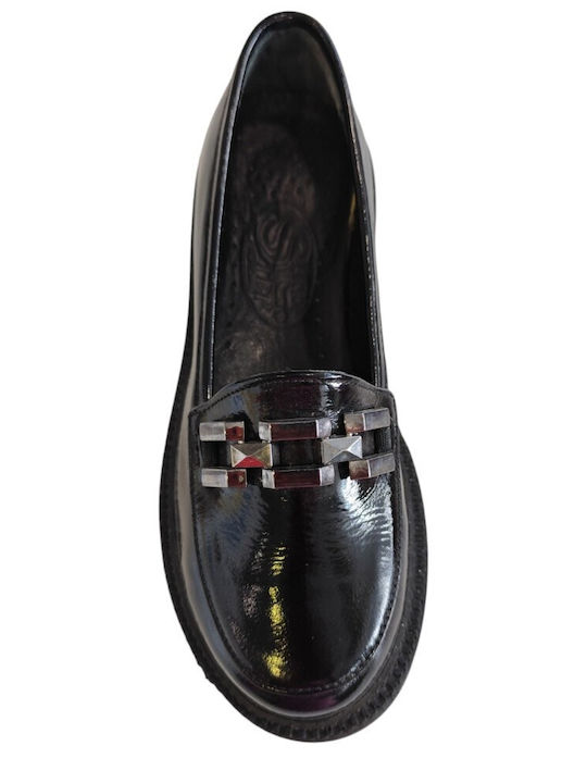 Δερμάτινα Γυναικεία Loafers σε Μαύρο Χρώμα