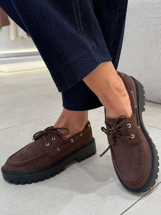 Suede Damen Mokassins in Braune Farbe