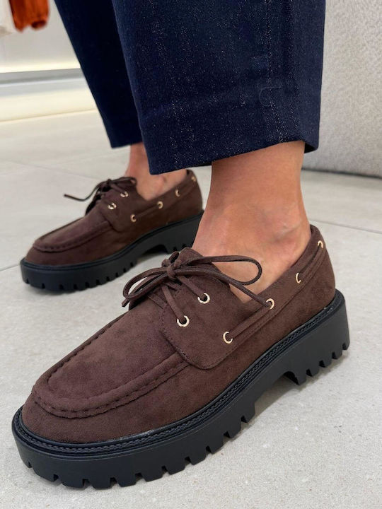 Suede Damen Mokassins in Braune Farbe