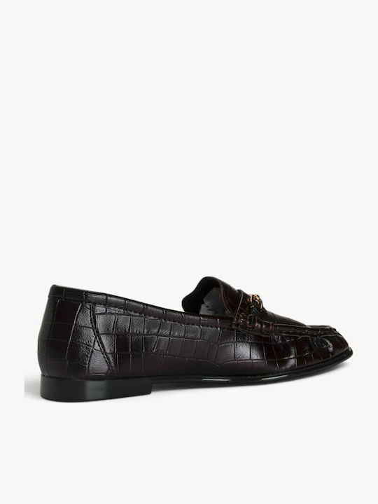 Καφέ Κροκό Loafers Μεταλλικό Διακοσμητικό