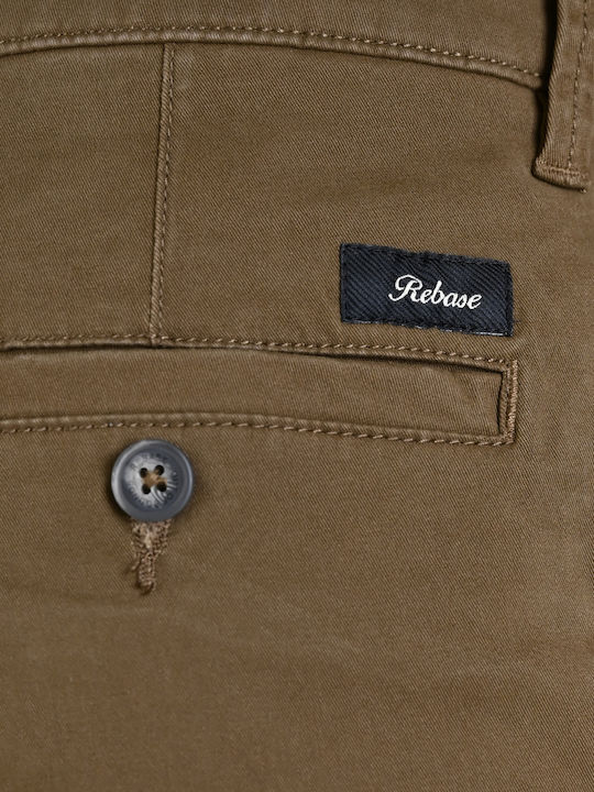 Rebase Herrenhosen Chinos Reguläre Passform Tabak Braun