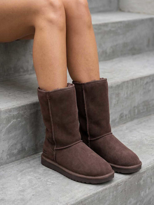 Nordic Damenstiefel mit Pelz Braun