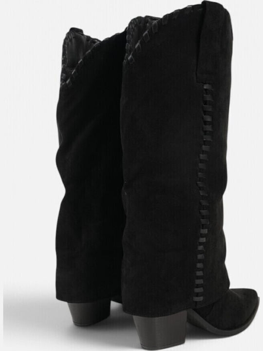 Suede Women's Cowboy Black Boots