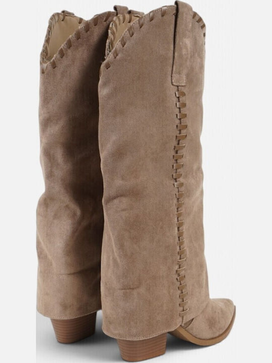 Suede Women's Cowboy Brown Boots