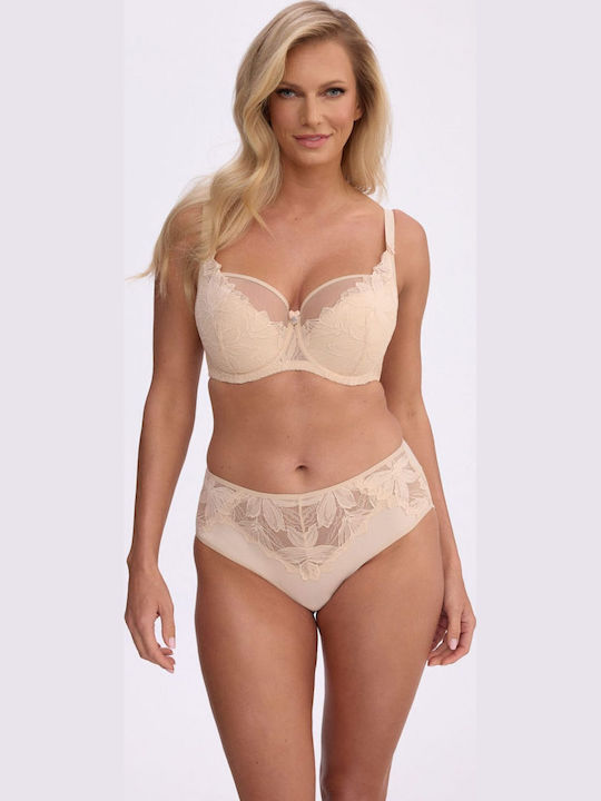 Damen-Slip Mit Spitze Beige