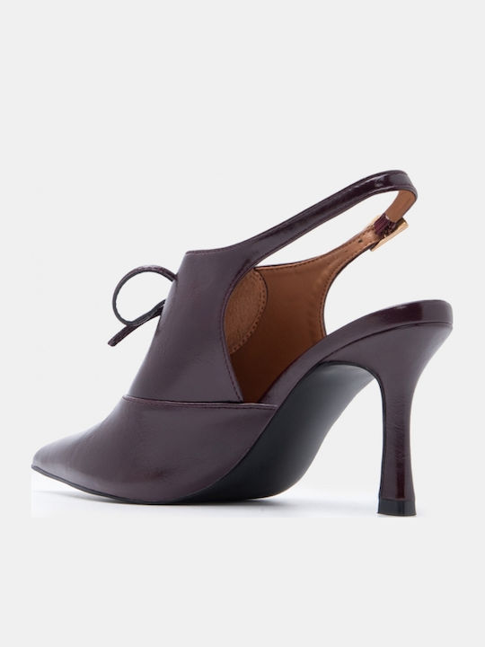 Spitze Zehe Pumps mit Hochem Absatz Burgundisch