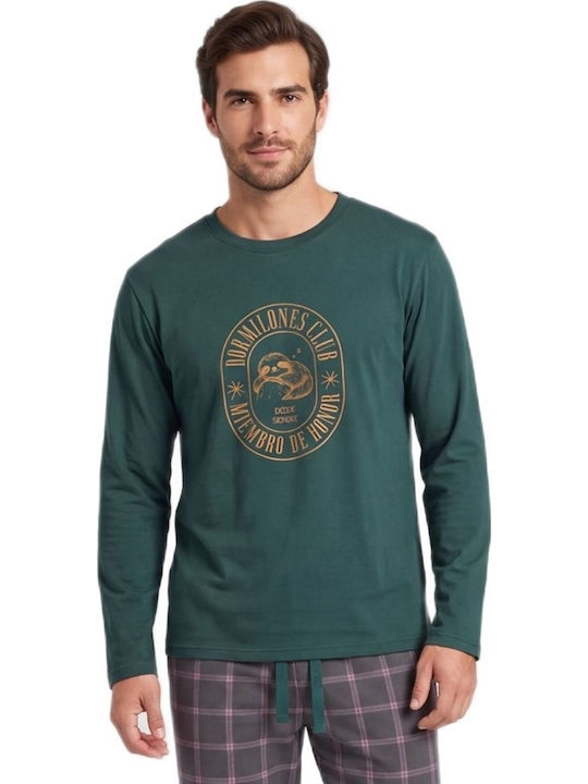 Dark Elephant Pijama bărbătească de iarnă în carouri G110verde Dark Elephant Pijama bărbătească de iarnă în carouri G110verde