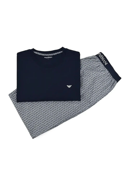 Emporio Armani Winter Herrenpyjama Blau