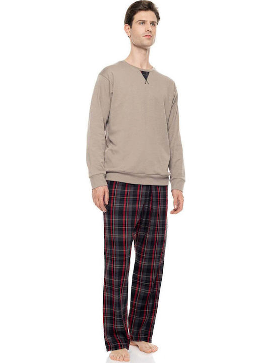 Ulisse Χειμερινή Ανδρική Πιτζάμα Grey Plaid