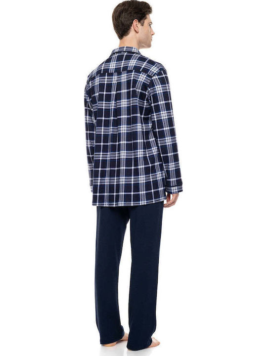 Ulisse Χειμερινή Ανδρική Πιτζάμα Midnight Blue Plaid