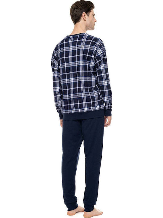Ulisse Χειμερινή Ανδρική Πιτζάμα Midnight Blue Plaid