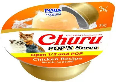 Ciao Churu Cat Pop ’n Serve Gustare Umedă pentru Pisici cu Pui în Jeleu 4 X 14 G